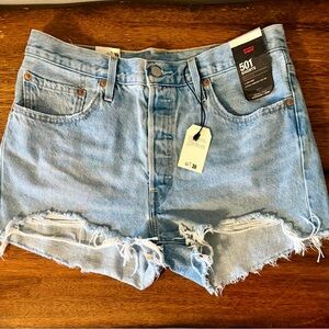 Levi's Light Blue 501 High Rise Shorts